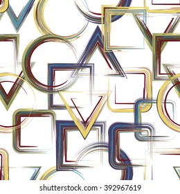 Vector geometric pattern. Abstract geometric pattern background with brash painted squares triangle circle
