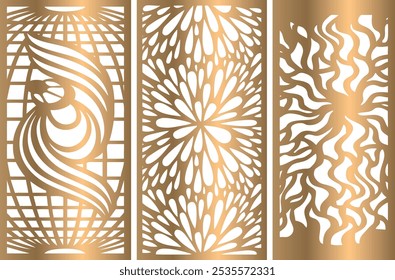 vector geometric pattern, abstract pattern Laser cut with line design pattern. Design for wood carving, wall panel decor, metal cutting, geometric patterns art deco.