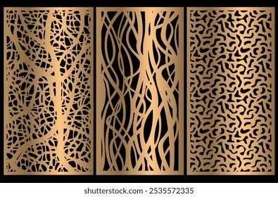 Patrón geométrico de Vector, patrón abstracto Corte por láser con patrón de diseño de línea. Diseño para talla de madera, decoración de paneles de pared, corte de metal, patrones geométricos art deco.