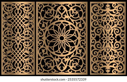 vector geometric pattern, abstract pattern Laser cut with line design pattern. Design for wood carving, wall panel decor, metal cutting, geometric patterns art deco.