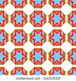  vector geometric pattern. Abstract seamless geometry background. Colorful summer texture with grid, rhombuses, repeat tiles, design for prints, decor, textile, fabric, clothes