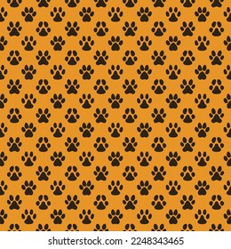 Vector geometric pattern with Animal Tracks solid symbols - Paw Footprints concept seamless creative background