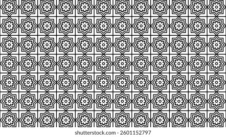 Vector geometric pattern background. Abstract black and white line art background. 