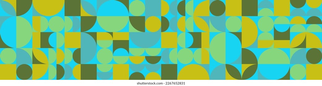 Vector geometric pattern. Bauhaus style simple shapes. Horizontal composition for your design. Geometric elements. Vibrant colorful design
