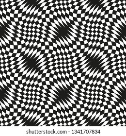 Vector geometric pattern with black and white squares.Seamless  modern background with optical illusion.