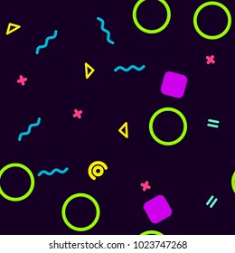 Vector geometric pattern in a bright, simple style on a dark background. Retro design