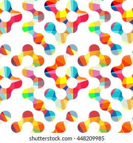 Vector geometric pattern of circles. Colored circles seamless pattern. Dots, rings, spots. Minimalistic abstract backdrop. Geometry template. Round mosaic shape. Retro hand drawn circles ornament