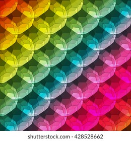 Vector geometric pattern with colorful polyhedrons on white background. pattern can be used for wallpaper, pattern fills, web page background,surface textures.