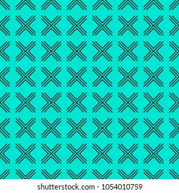Vector geometric pattern of crosses on a turquoise background.