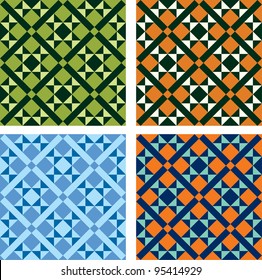 vector geometric pattern in four color variations