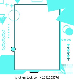 Vector geometric pattern with hipster shape text box design. Lines, squares, triangles, circle shapes. Seamless retro pattern
