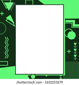 Vector geometric pattern with hipster shape text box design. Lines, squares, triangles, circle shapes. Seamless retro pattern