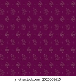 Vector Geometric pattern and little flowers seamless pattern. Maroon and yellow simple geometric pattern.