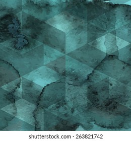 Vector Geometric Pattern on Watercolor Background