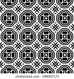 Vector geometric pattern. Repeating elements stylish background abstract ornament for wallpapers and backgrounds. Black and white colors.