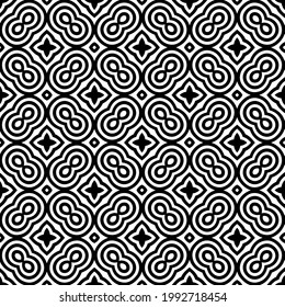 Vector geometric pattern. Repeating elements stylish background abstract ornament for wallpapers and backgrounds. Black and white colors.