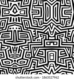 Vector geometric pattern. Seamless background of a maze of broken lines. Hand drawn
