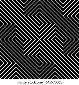 Vector geometric pattern. Seamless linear maze pattern.