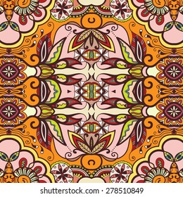 Vector geometric pattern with seamless texture. Tribal ethnic ornamental background, fashion illustration