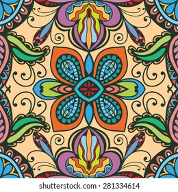 Vector geometric pattern with seamless texture. Tribal ethnic ornament.