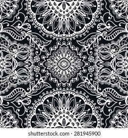 Vector geometric pattern with seamless texture. Tribal ethnic ornament. Black and white.
