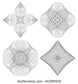 Vector geometric pattern from thin rings. Black and white abstract circle pattern