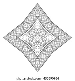 Vector geometric pattern from thin rings. Black and white abstract circle pattern