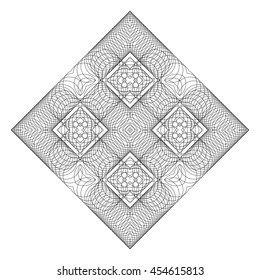 Vector geometric pattern from thin rings. Black and white abstract circle pattern