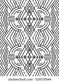 Vector Geometric Pattern In Trendy Mono Line Style. Art Deco Monogram. Thin Line Style