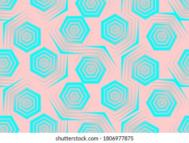 Vector geometric poly pattern. Colored geometric seamless pattern with refractive poly. Abstract monochrome poly background, repeated tiles. Optical illusion effect. Fashionable re-design.