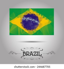 Vector geometric polygonal Brazil flag. For your design