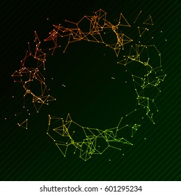 Vector geometric polygonal lines network circle. Futuristic connect science concept. Digital wireframe.