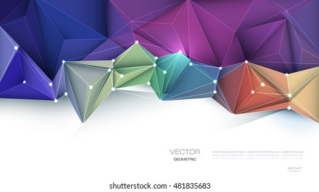 Vector Geometric, Polygonal ( Polygon ), Triangle pattern in molecule structure shape. Multicolored on low poly with blank space for your content, banner, template, business, network and web design
