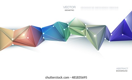 Vector Geometric, Polygonal ( Polygon ), Triangle pattern in molecule structure shape. Multicolored on low poly with blank space for your content, banner, template, business, network and web design