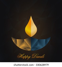 Vector Geometric polygonal style Diwali Diya (Oil Lamp)