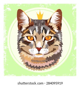 vector geometric portrait of a cat