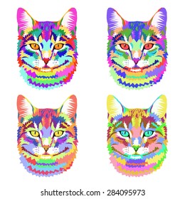 Vector Geometric Portrait Of A Cat