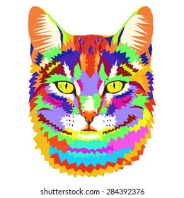 vector geometric portrait of a cat