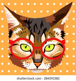 vector geometric portrait of a cat