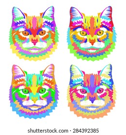 vector geometric portrait of a cat