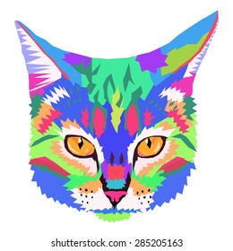 vector geometric portrait of a cat