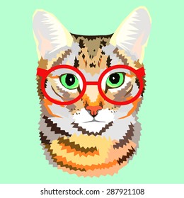 vector geometric portrait of a cat