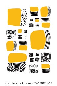 Vector geometric poster. Abstract background with hand drawn squares