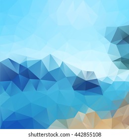 vector geometric poylgonal background of summer seascape 