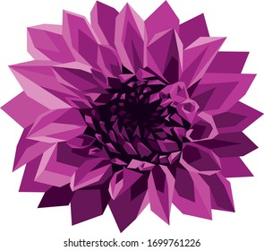 Flor vectorial geométrica púrpura, bella impresión exclusiva brillante, color de acento