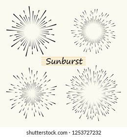 Vector geometric radial line sunburst, the rays of the sun or the stars Shine, flash. Fireworks retro, vintage style.