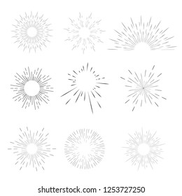 Vector geometric radial line sunburst, the rays of the sun or the stars Shine, flash. Fireworks retro, vintage style.