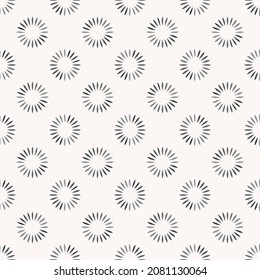 Vector geometric random grey color small dash line stroke in circle shape seamless pattern background. Use for fabric, textile, interior decoration elements, upholstery, wrapping.