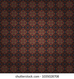 Vector geometric red, brown and blue flat seamless pattern.