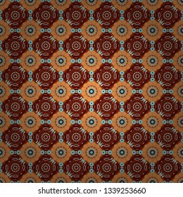 Vector geometric red, brown and orange flat seamless pattern.